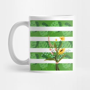 Stripe Flowers and Leaves Mug